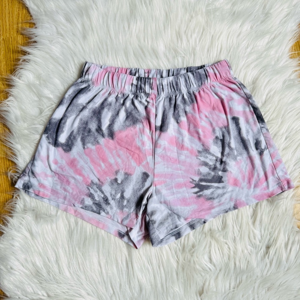 ARDENE | Pink & Grey Soft Tie Dye Shorts XS